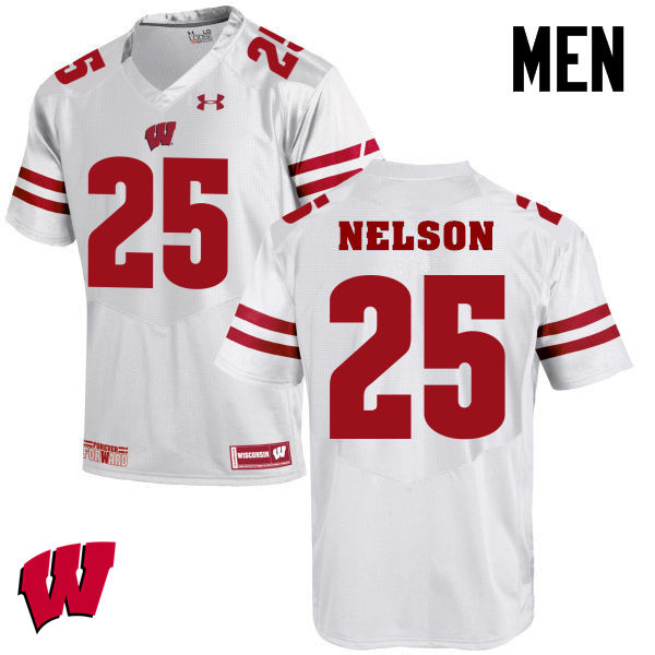 Wisconsin Badgers Men's #25 Scott Nelson NCAA Under Armour Authentic White College Stitched Football Jersey BM40N34GN